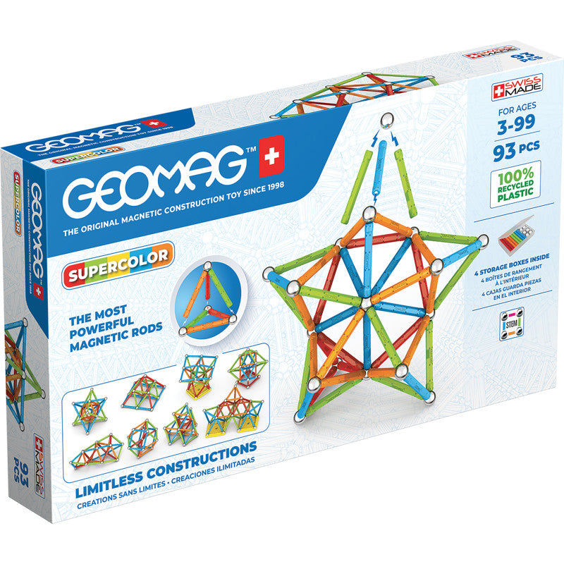 Supercolor Recycled Magnetic Building Set, 93 Pieces
