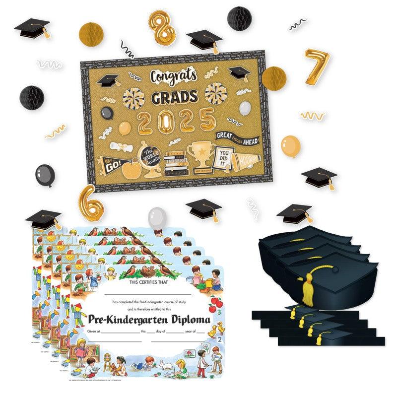 Pre-K Graduation Party Kit, Classroom DÃ©cor, Graduation Crowns & Diplomas
