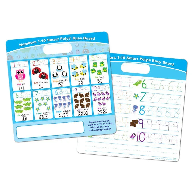 Smart Poly&reg; Educational Activity Busy Board, Dry Erase with Marker, 10-3/4" x 10-3/4", Numbers 1 to 10