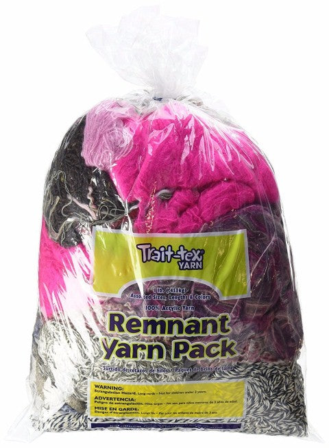 Pacon Trait Tex Acrylic Remnant Yarn Pack, Assorted Size, 1 lb., Assorted Bright and Earth Tone Color