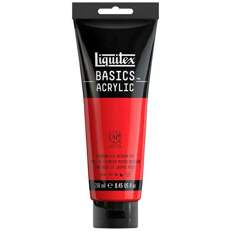 BASICS Acrylic Paint, 250 mL, Tube, Cadmium Red Medium Hue