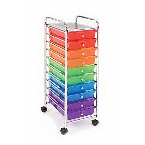 10-Drawer Organizer Cart, Available in Multi-Color, Smoke Gray, White