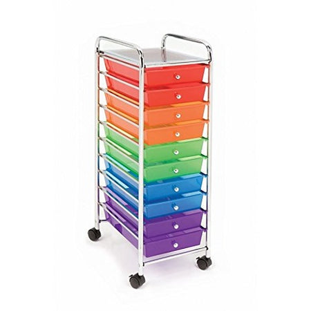 10-Drawer Organizer Cart, Available in Multi-Color, Smoke Gray, White