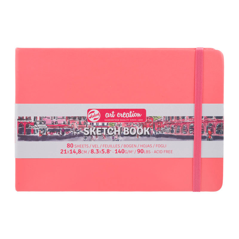 Sketchbook, 80 Sheets, 90lbs, Coral Red Cover, 8.3" x 5.8" (A5) 00be50608c81639874a60a8132746f84b2a4c82d
