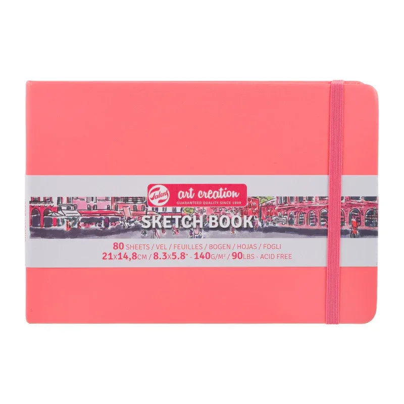 Sketchbook, 80 Sheets, 90lbs, Coral Red Cover, 8.3" x 5.8" (A5)