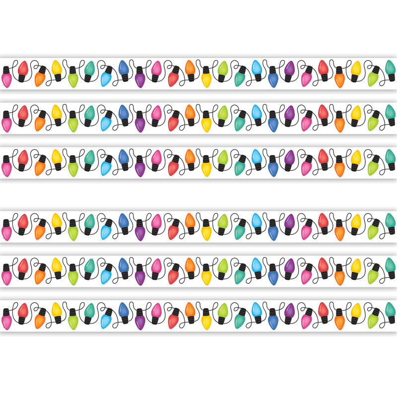 Colorful Holiday Lights Die-Cut Border Trim, 35 Feet Per Pack, 6 Packs