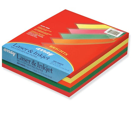 ARRAY® MULTI-PURPOSE PAPER BRIGHTS 500CT 8-1/2" X 11" 5 ASSORTED COLORS, 20 LB., 500 SHEETS 101105