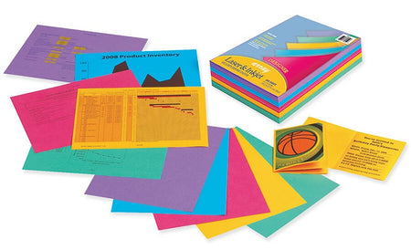 ARRAY® DESIGNER MULTI-PURPOSE PAPER 8-1/2" X 11" 5 ASSORTED COLORS 500 SHEETS, 101346