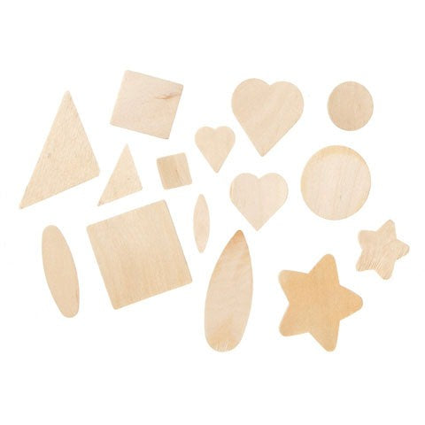 Craft Wood Bits - Wood Shape - Assorted Shapes - Natural - 1 To 1.5 Inches - 250/pkg (01372)