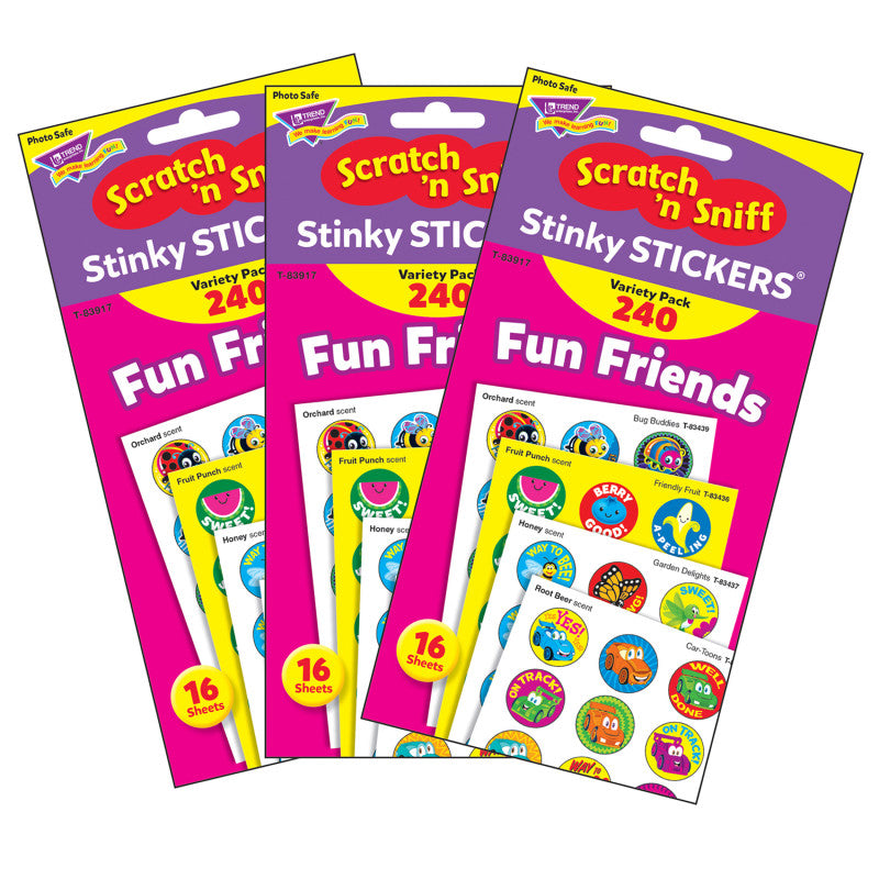 Fun Friends Stinky Stickers&reg; Variety Pack, 240 Per Pack, 3 Packs