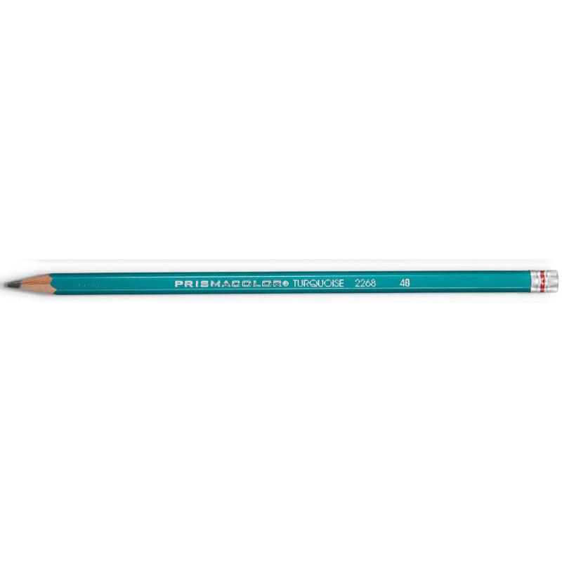 4B Graphite Drawing Pencils, 2 mm Core, Black Lead with Turquoise Barrel, 12 Count