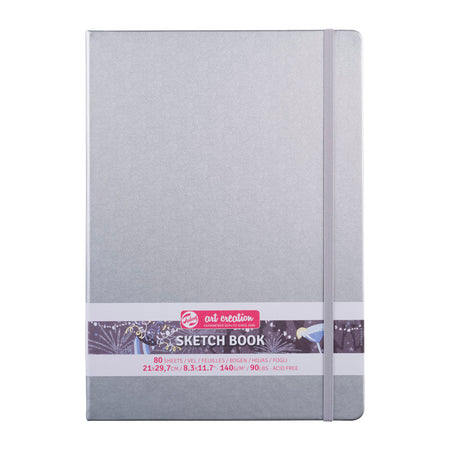 Sketchbook, 80 Sheets, 90lbs, Shiny Silver Cover, 8.3" x 11.7" (A4)