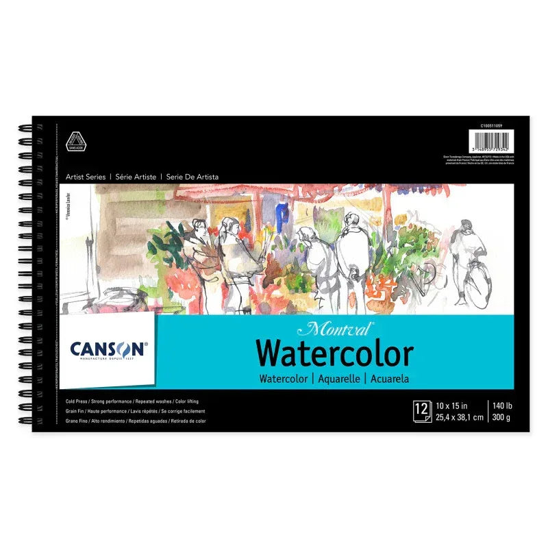 Artist Series Montval Watercolor Pad, Side Wire Binding, 12 Sheet, 10x15 inch, 1 Count
