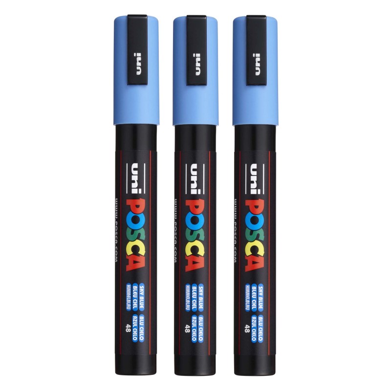 PC-5M Paint Markers, Medium Bullet Tip (1.8-2.5 mm), Sky Blue, Pack of 3