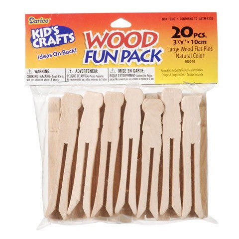 Clothespin - Flat - Natural - 3-3/4 inch Large - 40 pieces (3685-01)