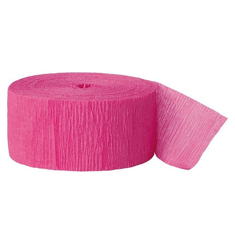 Crepe Paper Streamers- 1-3/4" x 81' Hot Pink