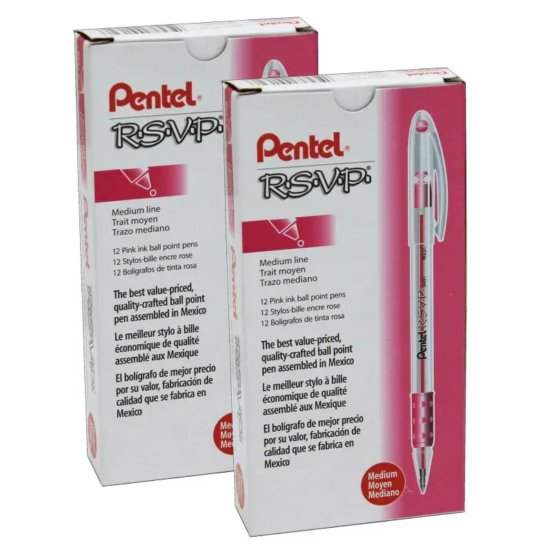 R.S.V.P.&reg; Ballpoint Pen, Medium Point, Pink, Pack of 24