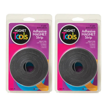 Adhesive Magnet Strip, 1" x 10' Roll, Pack of 2