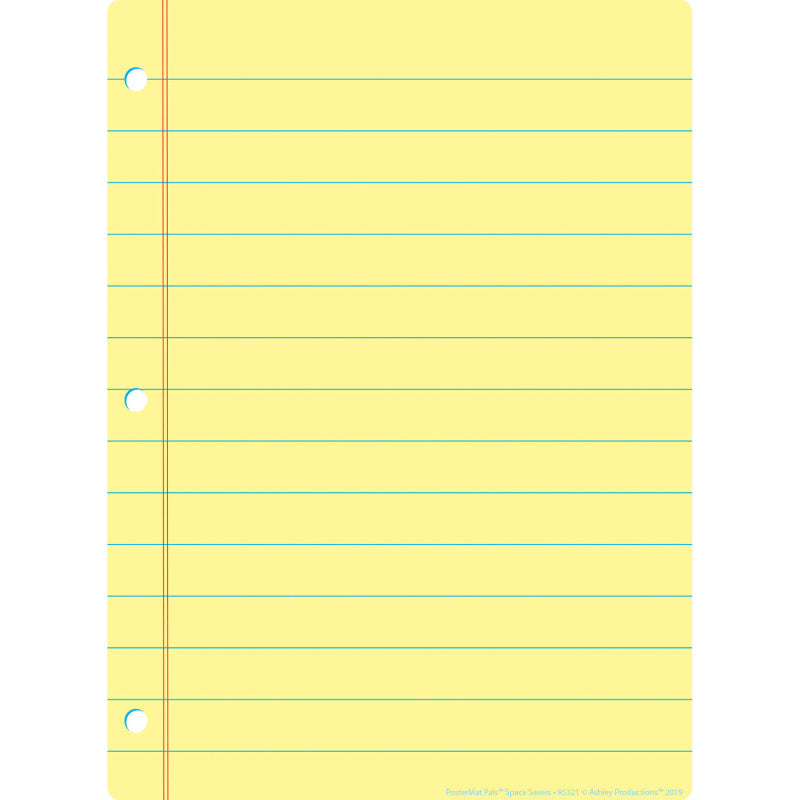 Smart Poly&reg; Single Sided PosterMat Pals&reg; Space Savers, Yellow Notebook Paper, 13" x 9.5"