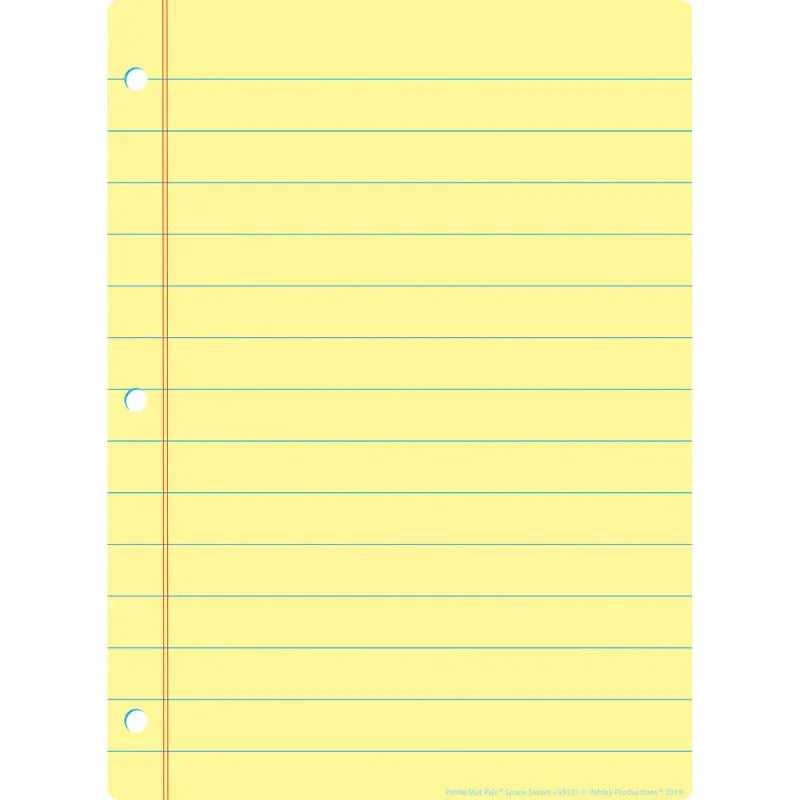 Smart Poly&reg; Single Sided PosterMat Pals&reg; Space Savers, Yellow Notebook Paper, 13" x 9.5"