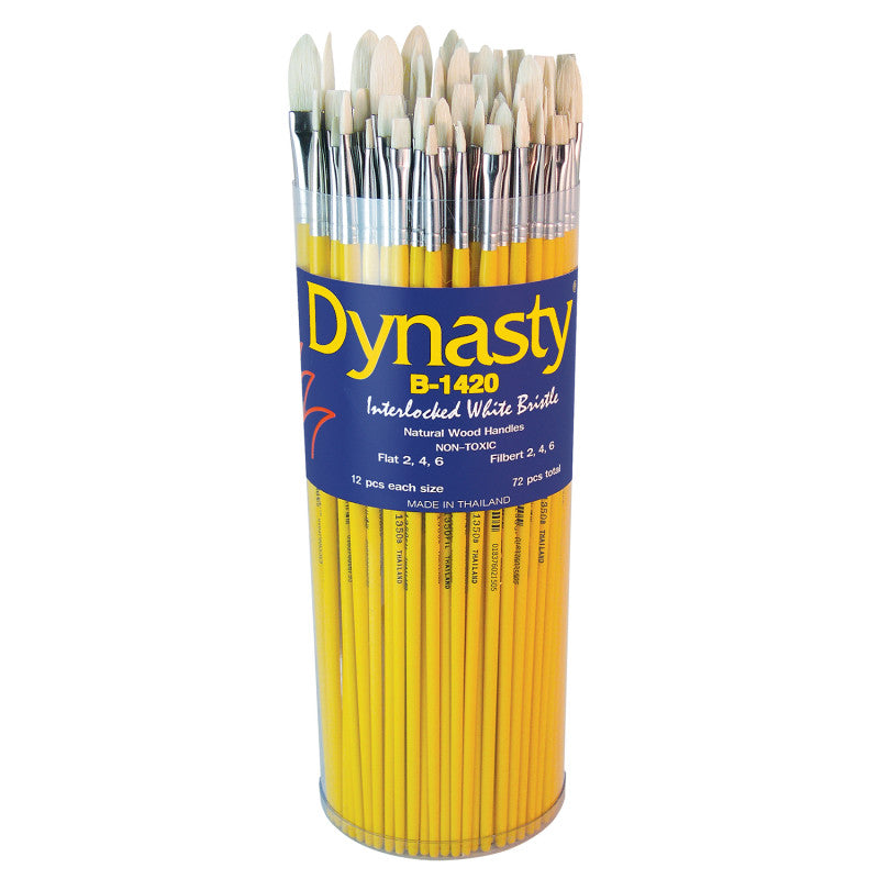 Interlock White Bristle Bright and Round Brush Canister, 72 Brushes
