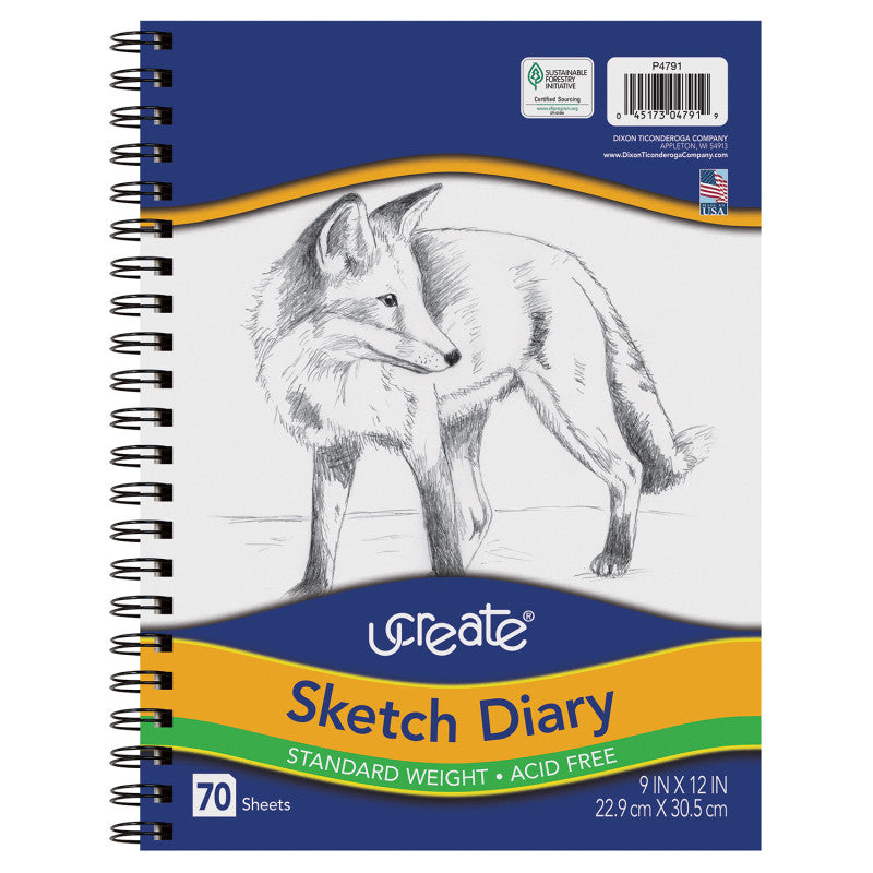Sketch Diary, Standard Weight, 12" x 9", 70 Sheets
