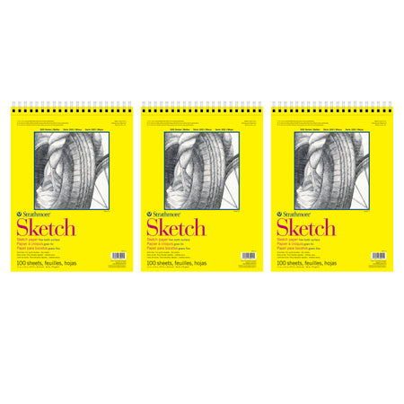 300 Series Sketch Pad, Side Wire Binding, 100 Sheets, 11x14 inch, Pack of 3