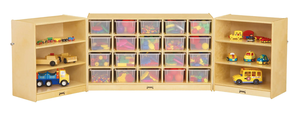 Jonti-Craft® 20 Cubbie-Tray Triple Fold-n-Lock - with Clear Trays