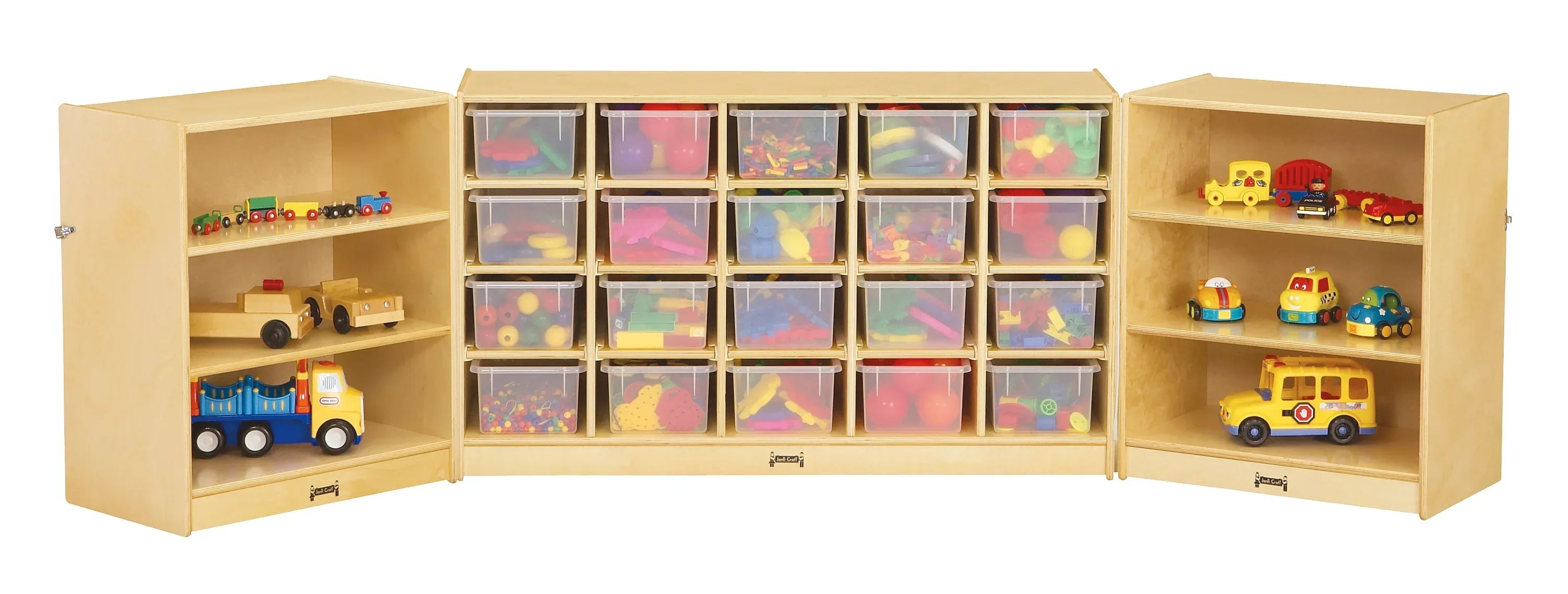 Jonti-Craft® 20 Cubbie-Tray Triple Fold-n-Lock - with Clear Trays