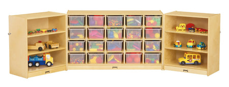 Jonti-Craft® 20 Cubbie-Tray Triple Fold-n-Lock - with Clear Trays