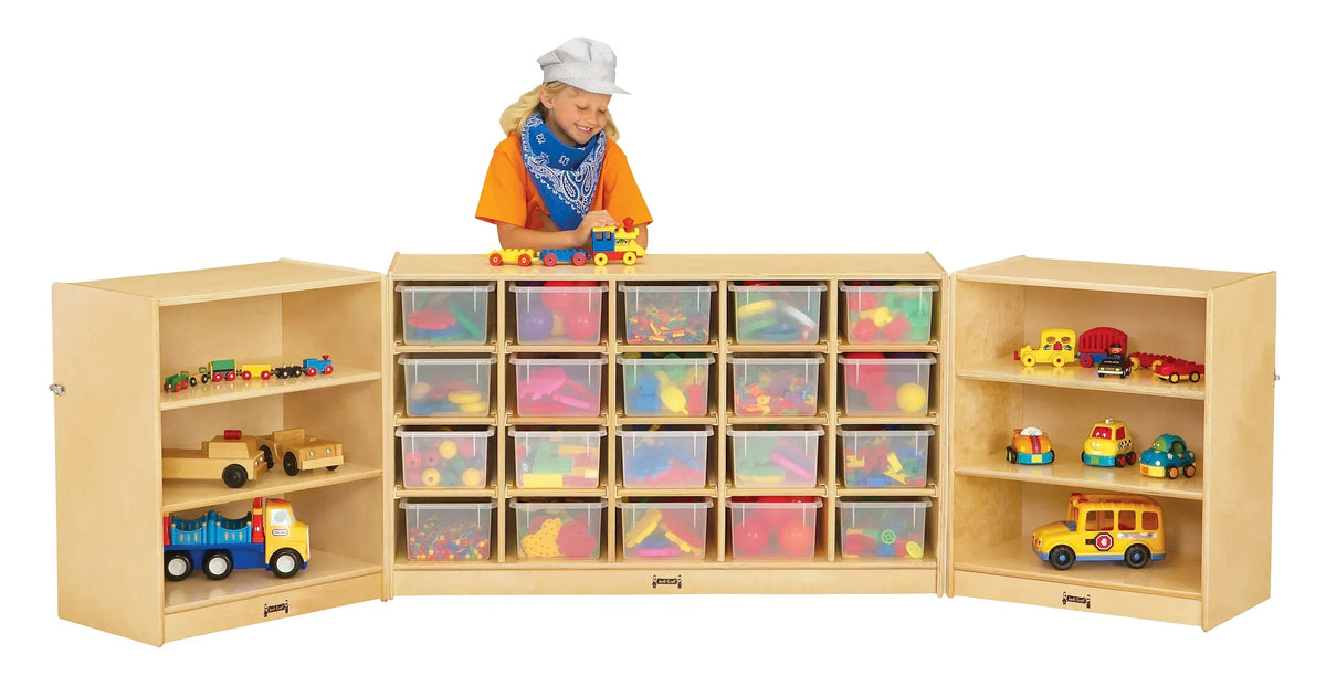 Jonti-Craft® 20 Cubbie-Tray Triple Fold-n-Lock - with Clear Trays