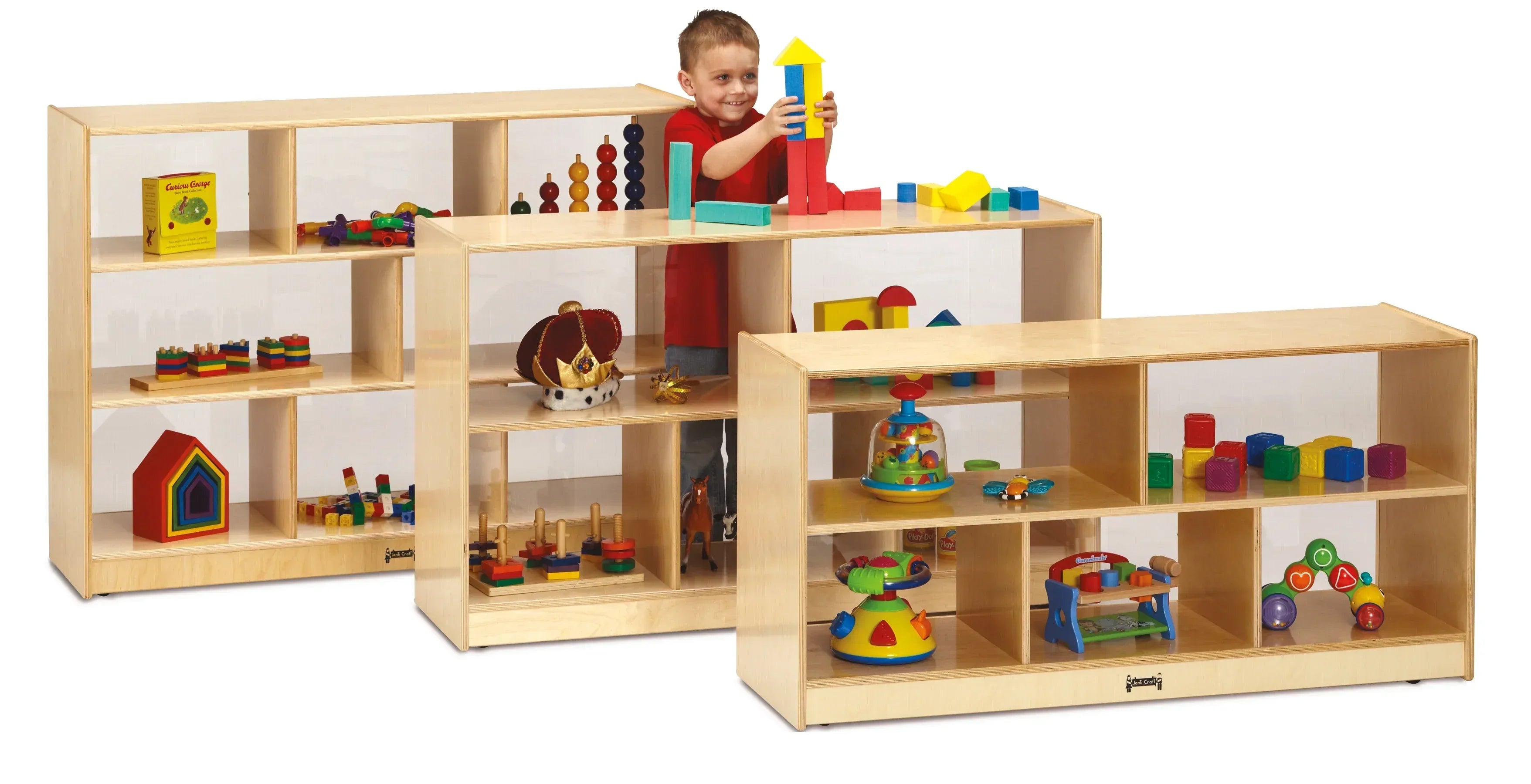 Jonti-Craft® Toddler Single Mobile Storage Unit - See-Thru Back