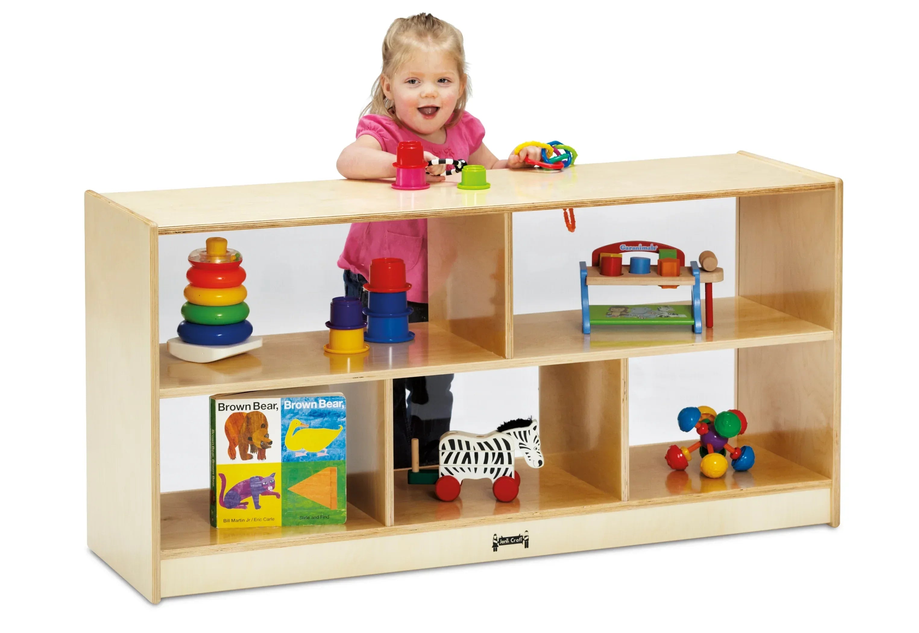 Jonti-Craft® Toddler Single Mobile Storage Unit - See-Thru Back