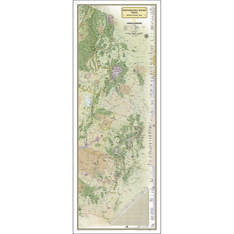 Continental Divide Trail Map, Laminated, 18" x 48"