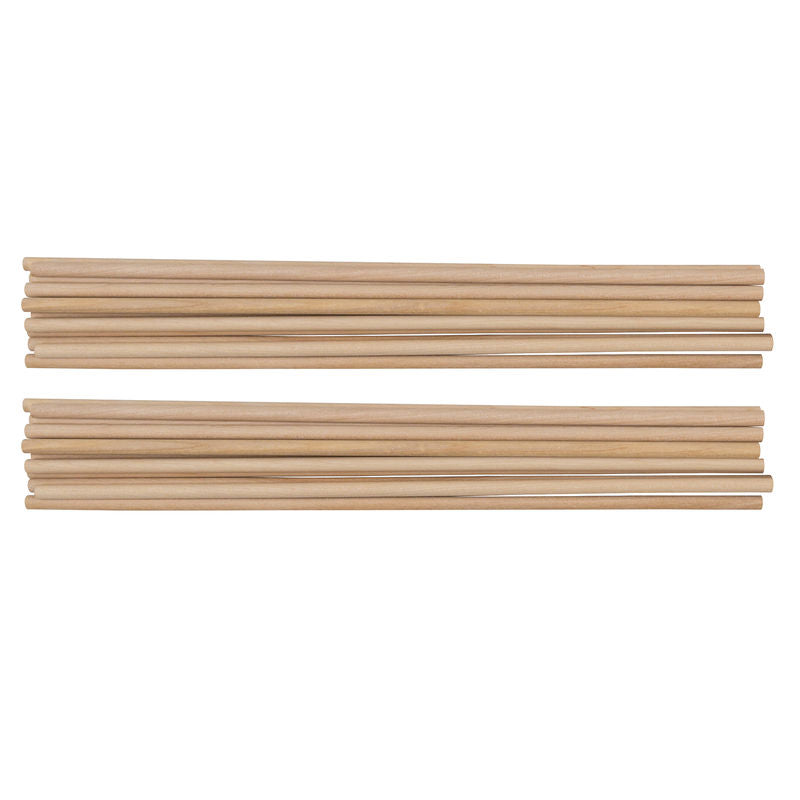 Natural Wood Dowels, 1/4 in x 12 in, 12 Pieces Per Pack, 2-Pack