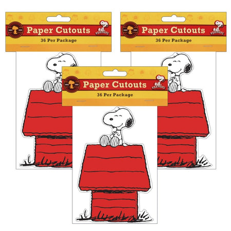 Snoopy&reg; on Dog House Paper Cut Outs, 36 Per Pack, 3 Packs