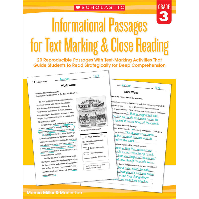 Informational Passages for Text Marking & Close Reading: Grade 3