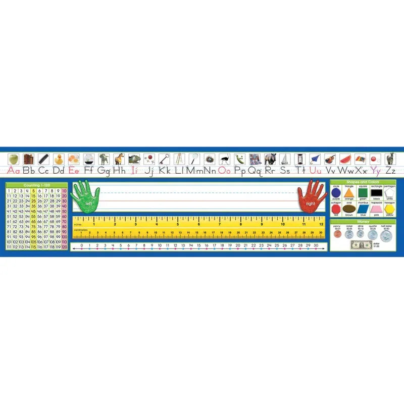Primary Traditional Manuscript Counting 1-120 Desk Plates, Pack of 36