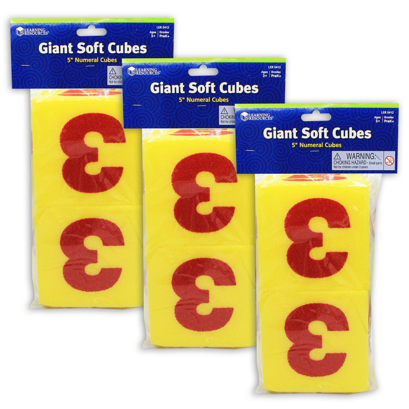 Giant Soft Numeral Cubes, 2 Per Pack, 3 Packs