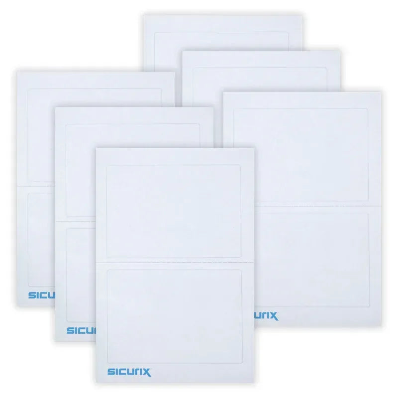 Plain Adhesive Badges, White, 100 Per Pack, 6 Packs