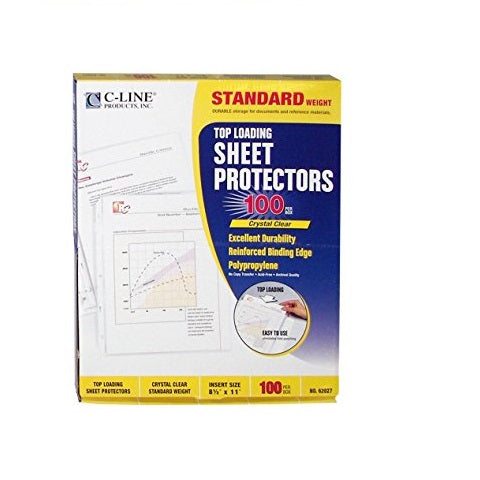 Top Load Crystal Clear Poly Sheet Protectors 100 Standard Weight