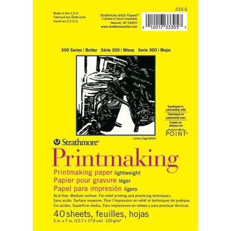 300 Series Printmaking Pad, Glue Binding, 40 Sheet, 5x7 inch, 1 Count