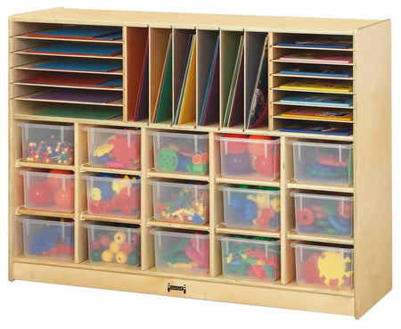 Jonti-Craft® Sectional Cubbie-Tray Mobile Unit - with Clear Trays - Plywood Back