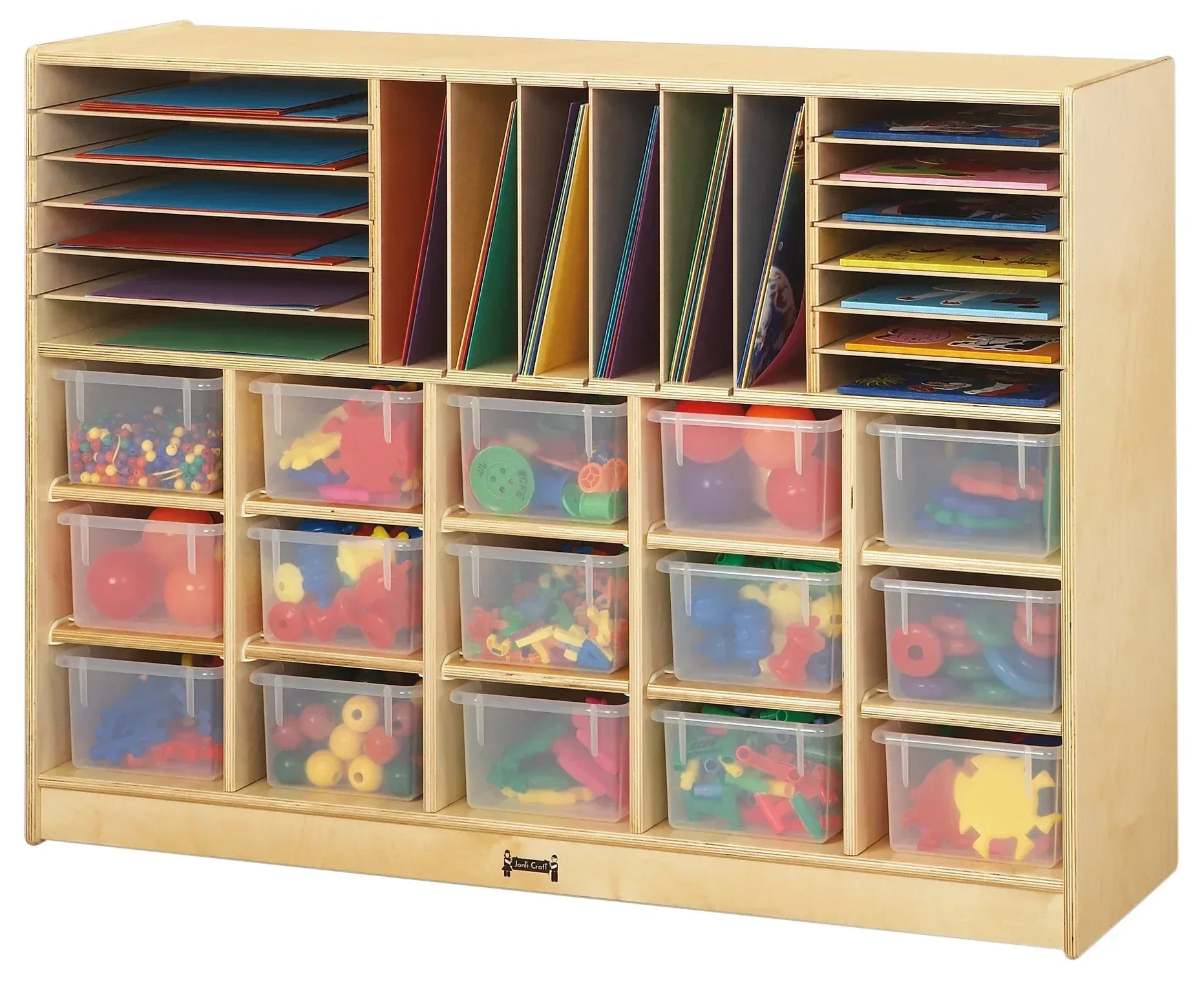 Jonti-Craft® Sectional Cubbie-Tray Mobile Unit - with Clear Trays - Magnetic Write-n-Wipe Back