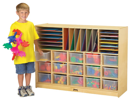 Jonti-Craft® Sectional Cubbie-Tray Mobile Unit - with Clear Trays - Plywood Back