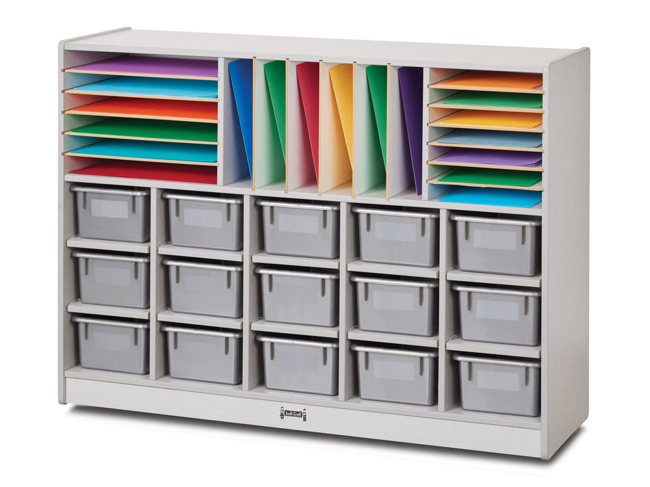 Rainbow Accents® Sectional Cubbie-Tray Mobile Unit - with Trays - Gray