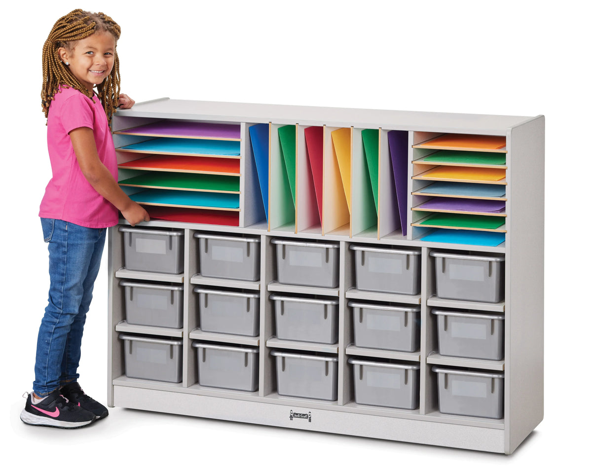 Rainbow Accents® Sectional Cubbie-Tray Mobile Unit - with Trays - Gray