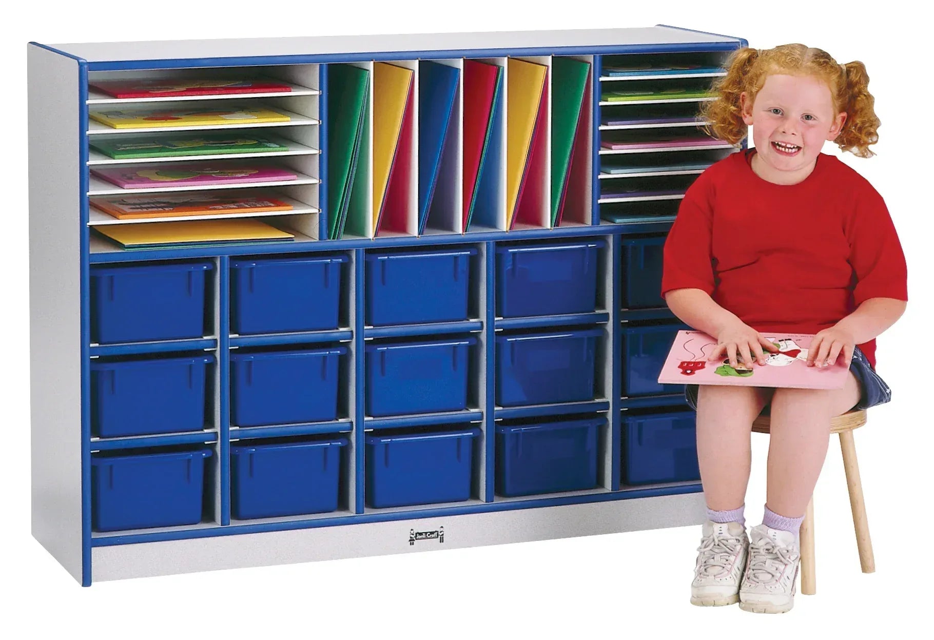 Rainbow Accents® Sectional Cubbie-Tray Mobile Unit - with Trays - Blue