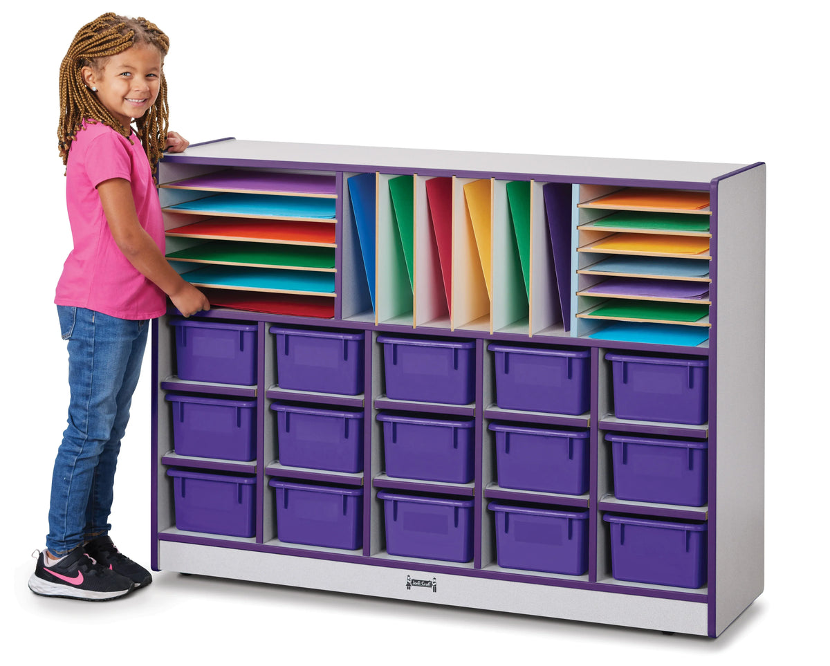 Rainbow Accents® Sectional Cubbie-Tray Mobile Unit - with Trays - Purple