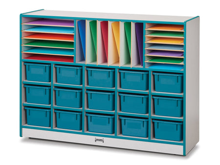 Rainbow Accents® Sectional Cubbie-Tray Mobile Unit - with Trays - Teal